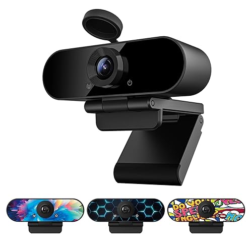 Smilodon 1080P HD Webcam, Pro, with 110° Wide Angle, Privacy Cover, Microphone, Tripod, for Conferencing, Live Streaming, Recording, Compatible with Skype/Zoom/YouTube/Teams - 1080P