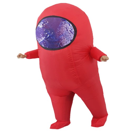 Amon Us Inflatable Costume for Adult Funny Halloween Spacesuit Costume Astronaut Figures for Adult Game Fans - Red