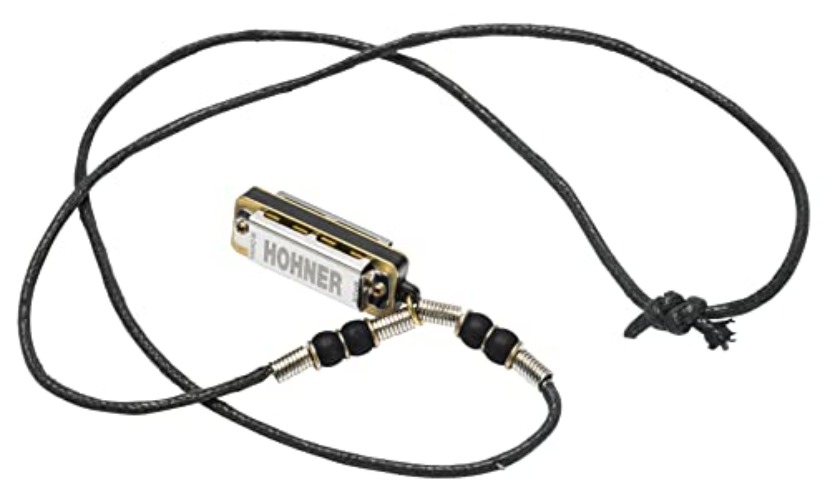 Hohner M38N-BL Mini Harmonica Necklace, Black - Black
