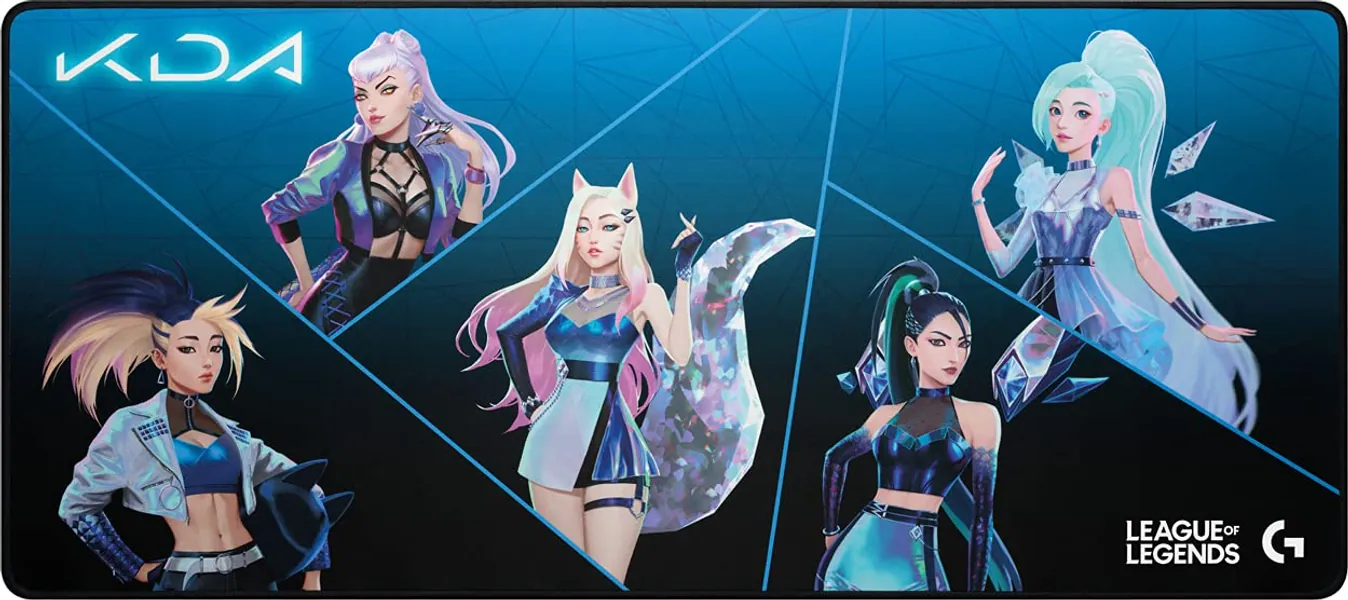 Logitech G840 K/DA XL Cloth Gaming Mouse Mat - 3 mm Thin Pad, Stable Rubber Base, Official League of Legends Gaming Gear - Multicolor