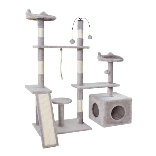 i.Pet Cat Tree Scratching Post Scratcher Tower Wood Condo House Toys Grey 135cm