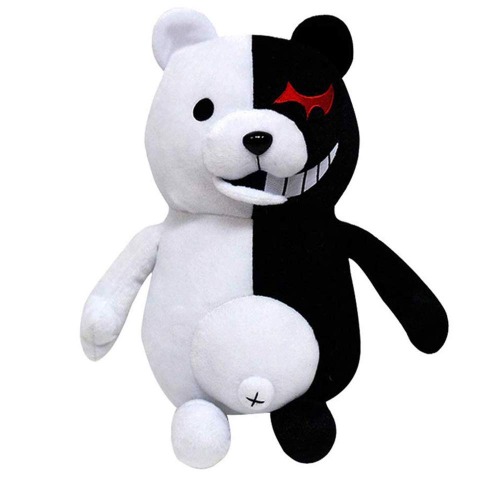 IUTOYYE Monokuma Plush Doll Black White Bear Plush Stuffed Toys Home Decor Adornment Dolls for Birthday Party Girls Boys Muppets 13.7 inches (25cm, Black White)