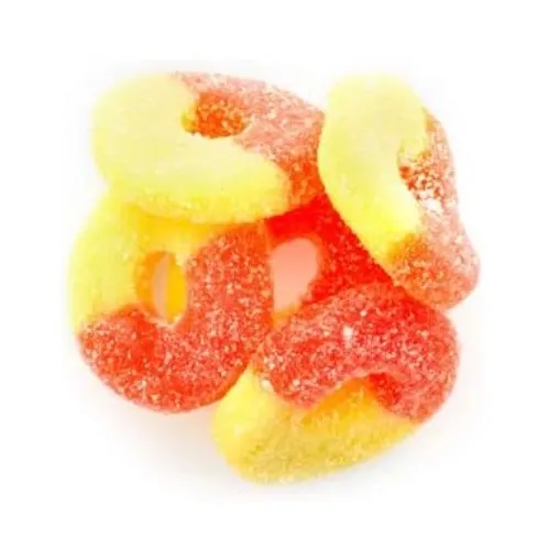 Gummy Sour Peach Rings, 1 kg, Gluten-Free, Fruity Peach Flavor, Sugary Coating, Chewy Gummies, Fun Treat, Sweet Candy, Delicious Snack, Ideal for Gifting, Holidays & Baking - Sour Peach - 1 kg (Pack of 1)