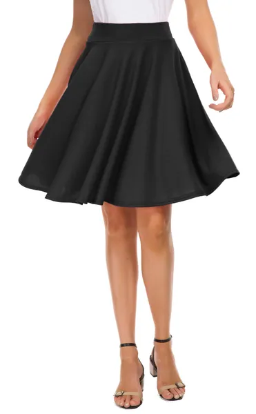 Women's A-Line Midi Dress Casual Stretchy Skater Skirt Basic Skirt 