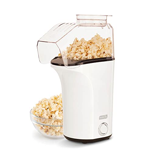 DASH Hot Air Popcorn Popper Maker with Measuring Cup to Portion Popping Corn Kernels + Melt Butter, 16 Cups - White - White