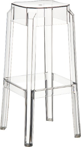 CLP Outdoor-Barhocker Fox I Stapelbarer Hocker aus hochwertigem Kunststoff I Wetterbeständiger Tresenhocker mit Einer Sitzhöhe von 75 cm, Farbe:transparent - Transparent
