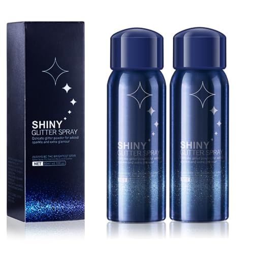 2 Pack Shiny Glitter Spray, Waterproof Long Lasting Quick-Drying Perfect Body Glitter for Music Festival Stage Makeup and Festival Rave Body Glitter. - 2 Pcs