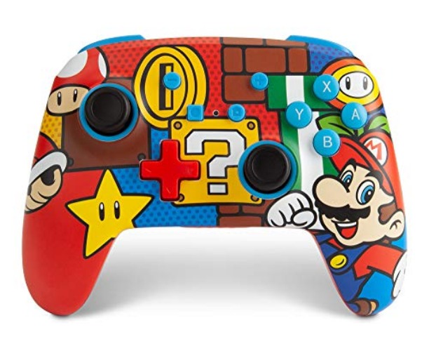 PowerA Enhanced Wireless Nintendo Switch Controller - Mario Pop, Rechargeable Switch Pro Controller, Immersive Motion Control and Advanced Gaming Buttons, Officially Licensed by Nintendo - Rechargeable - Mario Pop