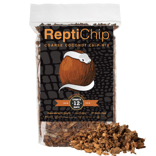ReptiChip Coconut Substrate for Reptiles 12 Quart Loose Coarse Coconut Husk Chip Reptile Bedding - 12 Quart