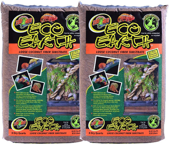Zoo Med (2 Pack) Eco Earth Loose Coconut Fiber Substrate for Reptiles 8 quarts - 
