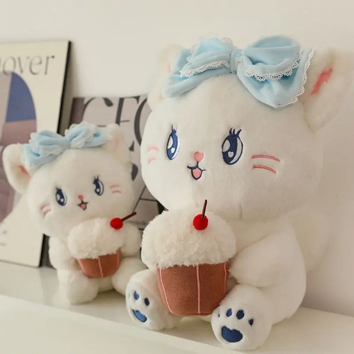 Cute Kawaii Cat Plush Toy - White / 25cm