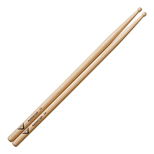 Vater 7A Wood Tip Hickory Drum Sticks, Pair - Wood Tip, 3 Pair