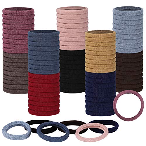 KECUCO 100 pcs Hair Ties for Women Mens Girls, Large Stretch Cotton Seamless Hair Bands, Hair Elastic Ponytail Holders for Thick Heavy and Curly Hair (Colorful, 4 cm in Diameter, 0.8cm in Width) (COLOR 2) - COLOR 2