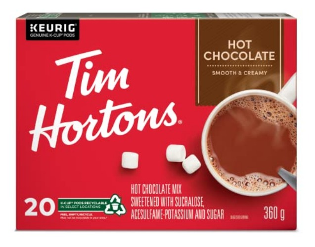 Tim Hortons Hot Chocolate, Recyclable Single Serve Keurig K-Cup Pods, 20 Count (Pack of 1) - Original Hot Chocolate - 20 Count (Pack of 1)