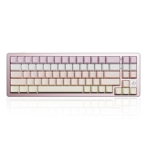 YUNZII AL71 68% Mechanical Keyboard, Full Aluminum CNC, Hot Swappable Gasket, 2.4GHz Wireless BT5.0/USB-C Gaming Keyboard,NKRO RGB for Win/Mac(Pink, Crystal White Switch) - crystal white switch - pink