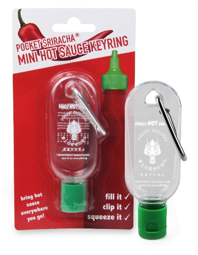 Mini Sriracha Taschen Flasche - Hot Chili Sauce Schlüsselanhänger - Deine Heiße Soße Für Unterwegs - 1 Pack (ohne Inhalt) – 35 ML Kapazität - Für Reisen Wandern Ausflug Camping Feier Party Büro - 1-Pack