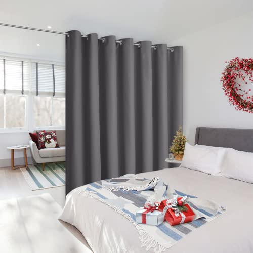 NICETOWN Wall Curtain for Bedroom, Room Divider Curtain for Doorways, Vertical Blind for Sling Door, Privacy Sound Reduction Curtains Room Dividers for Patio (Grey, 1 Panel, 8ft Tall x 8.3ft Wide) - W8.3'xL8' - Grey