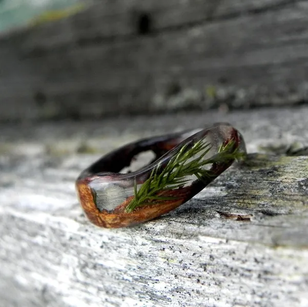 Juniper bark ring, Nature forest ring, Men women wood ring, resin juniper wooden ring, men bentwood ring, Juniper wedding rings, Wooden gift