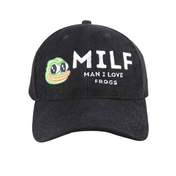 MILF Corduroy Hat - Man I Love Frogs - Black