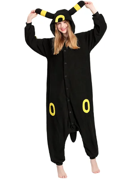 Adult Animal Onesie Costume Halloween Pajamas for Women - Black Large