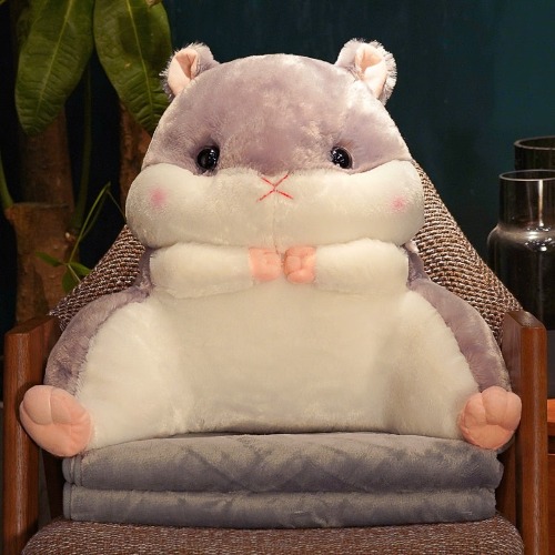 Hammy Plushie/Back Cushion (with Blanket + Hand Warmer) - Large: blanket + hand warmer (40% OFF) / Gray