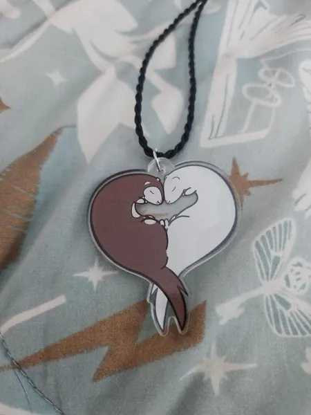 FERRET HEART PENDANT Acrylic Nugget & VVaffles themed