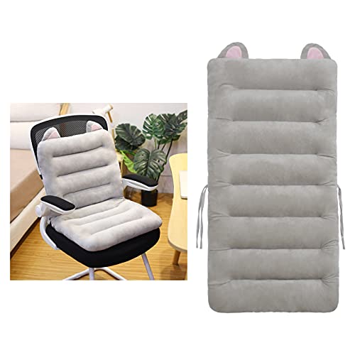 ELFJOY Desk Chair Cushion 85cm Office Chair Cushion Seat Cushion with Back Support Lounger Cushion with Fixing Band (Grey) 85×45cm - Grey - 85×45cm