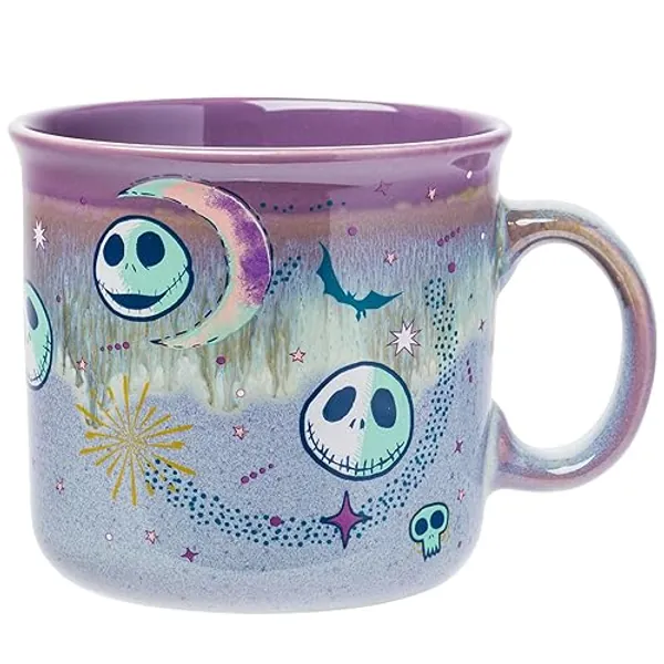 Silver Buffalo Disney Nightmare Before Christmas Jack Skellington Mystic Opulence Reactive Glaze Ceramic Camper Mug, 20 Ounces
