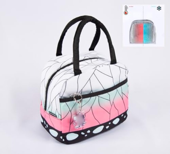 Maxer Japanese Anime Lunch Bag for Women Lunch Holder Insulated Lunch Cooler Bag for Women/Men (Kochou Shinobu) - Kochou Shinobu