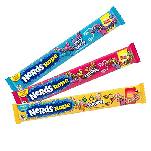 Nerds Rope Bundle - 3 Ropes,3 Flavors - Very Berry, Tropical, Rainbow