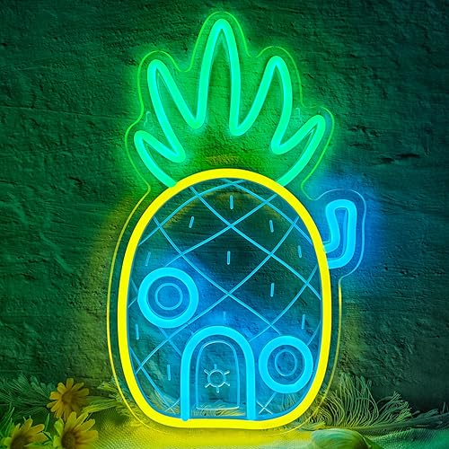 Pineapple House Neon Sign Dimmable LED Under Sea Pineapple Neon Signs for Wall Decor,Ocean Theme Kids Room Bedroom Game Room Birthday Party Decorations Gifts for Kids - Pineapple House