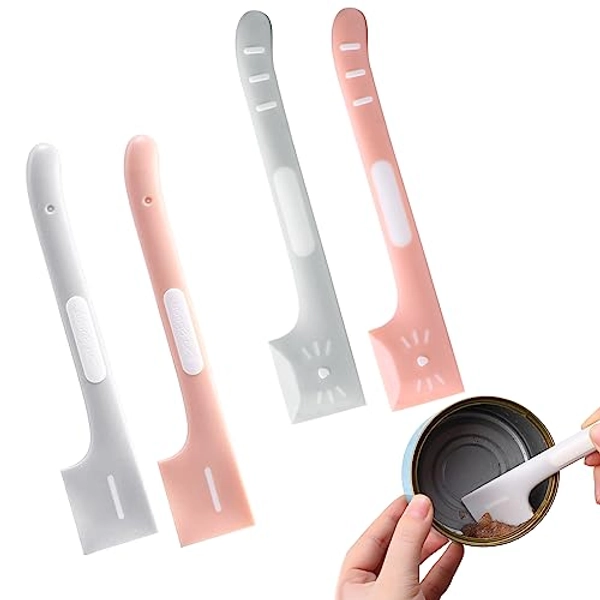 4 PACK Pet Food Can Supplies Pet Food Mixing Spoons Food Canned Scoop for Pet Cat Dog Feeding Can and Wet Food Storage (Pink + Gray)