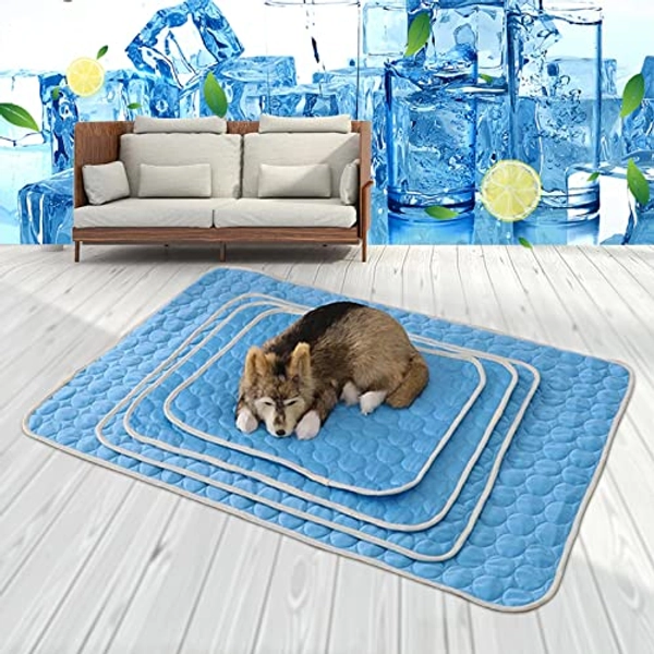 Dog Bed Cooling Pad for Summer, Washable Mat for Small, Medium, and Large Dogs and Cats (Blue, X-Large)
