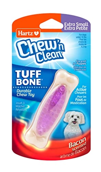 Hartz Chew 'n Clean Tuff Bone Bacon Scented Dental Dog Chew Toy - Extra Small