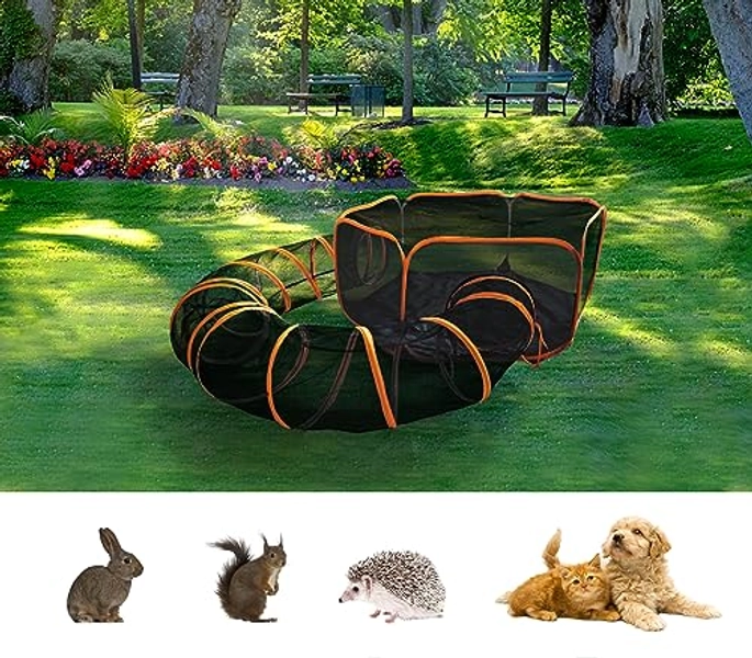 Homegroove Cat Enclosures for Outside, Outdoor Cat Enclosures for Indoor Cats, Portable Foldable Cat Playpen (Cat Tent & Cat Tunnel) for Multiple Cats and Small Animals, Tents Enclosure with Carry Bag