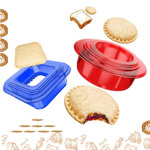Tribe Glare Decruster Bread Sandwich Maker mold-Uncrustables Sandwich Cutter for Kids - Sandwich Cutter Sealer and DIY cookie cutter Lunch Lunchbox and Bento Box of Childrens Boys Girls (Blue & Red) - Blue & Red