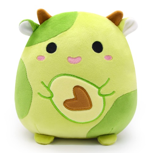 Cow Stuffed Animal Cow Plush Pillows Toys, Kawaii Cow Plushie Green Avocado Plush Stuffed Cow Plush Toy, 3D Cute Soft Avocado Cow Pillow for Kids Friend Christmas Birthday Gifts Home Car Decoration - Standing Avocado Cow