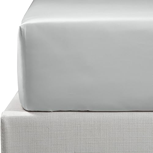 NTBAY 500 Thread Count 100% Egyptian Cotton King Fitted Sheet, Super Soft Cozy and Breathable Deep 12" / 30cm Fitted Bed Sheet, Light Grey - Light Grey - King