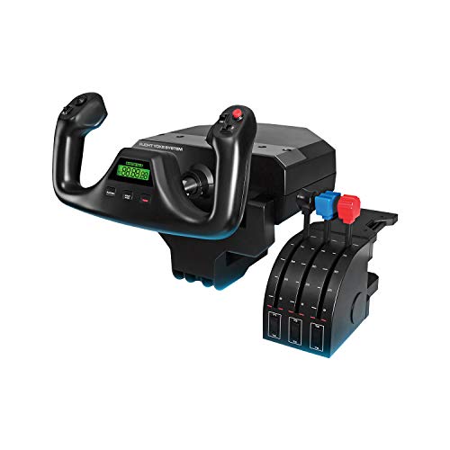 Logitech G Saitek PRO Flight Yoke System, Professional Simulation Yoke and Throttle Quadrant, 3 Modes, 75 Programmable Controls, Configurable Throttle Knobs, Steel Shaft, USB, PC - Black - Yoke System - Single