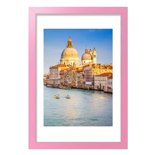 wyooxoo 12x18 Picture Frame Pink Solid Wood Photo Frames Display Pictures 10x14 with Mat or 12x18 Without Mat Colorful Frame For Tabletop Display or Wall - Pink - 12" x 18" ( 1 Pack )