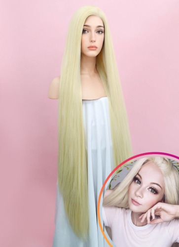 Straight Yaki Blonde Lace Front Synthetic Wig
