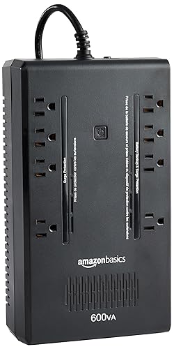 Amazon Basics Standby UPS Battery Backup 600VA 360W Surge Protector Uninterruptible Power Supply, 8 Outlets for Power Outage Protection, Compact, Black - Standby - 8 Outlet (600VA)
