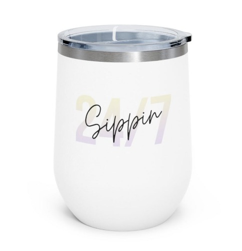 Sippin Insulated Wine Tumbler 12oz for Hot or Cold Liquid - White / 12oz