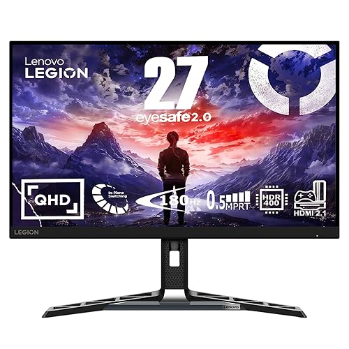 Lenovo Legion R27qe | 27" QHD Gaming Monitor | 2560x1440 | 180Hz | 450 nits | 0,5ms Reaktionszeit | HDMI | DisplayPort | AMD FreeSync | schwarz - 27 Zoll - 2560 x 1440 Pixels - 180Hz