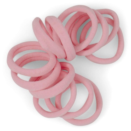 Cyndibands Soft and Stretchy Gentle Hold Seamless 1.5 Inch Elastic Nylon Fabric No-Metal Ponytail Holders - 12 Hair Ties (Light Pink) - Light Pink