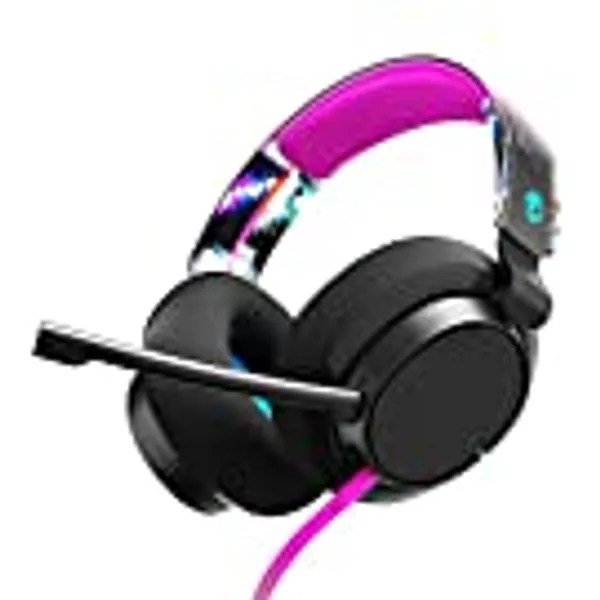 Skullcandy SLYR Pro Wired Over-Ear Gaming Headset/Soft Earpads/Clear Voice Smart Mic/Works with Playstation, PS5, Xbox, Xbox Series X, Nintendo Switch, Mobile, VR, and PC/Kids or Adult - Black
