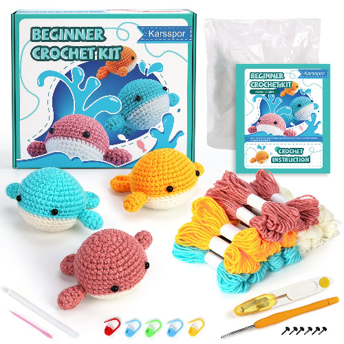 Beginner Crochet Kit--Whales