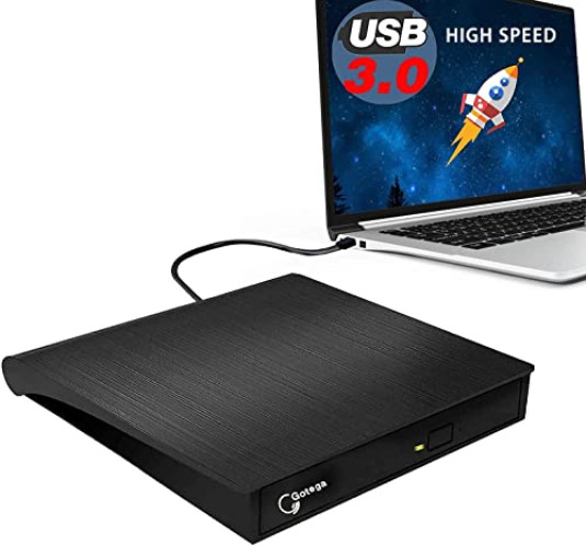 Gotega External DVD Drive, USB 3.0 Portable +/-RW , DVD Player for CD ROM Burner Compatible with Laptop Desktop PC Windows Linux OS Apple Mac Black - USB 3.0 USB-A Black