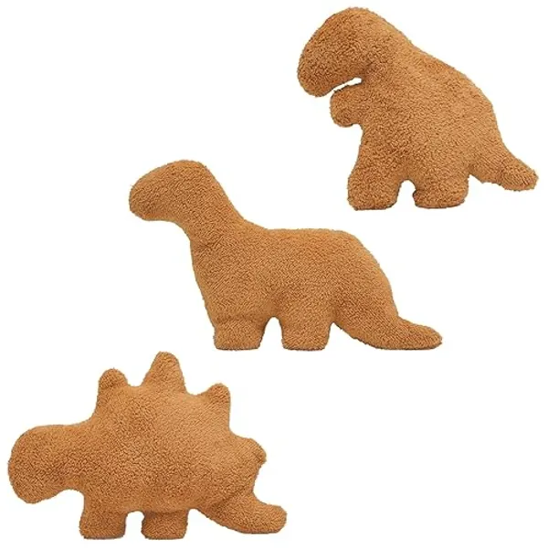 TVVPGG Dino Nugget Plush,3 Pcs Dino Nugget Pillow Stuffed Toy, Funny Dino Chicken Nuggets Pillow Gifts for Kids Adults Girlfriend Christmas - 3 Pcs - Small