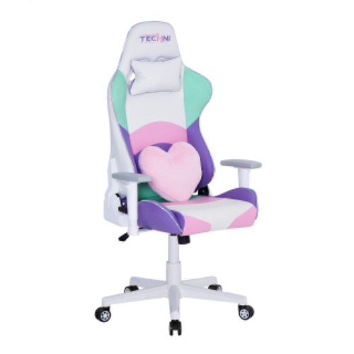 Techni Sport PC Gaming Chair with Foam Seat and Padded Arms, Reclining Chair with Height and Tilt Adjustment, Kawaii